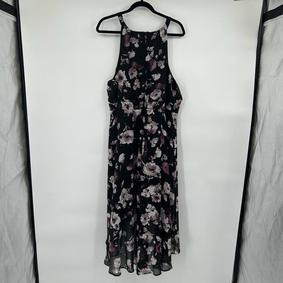 Torrid Black Purple Floral High Neck Midi Dress Size 18 - Picture 5 of 7